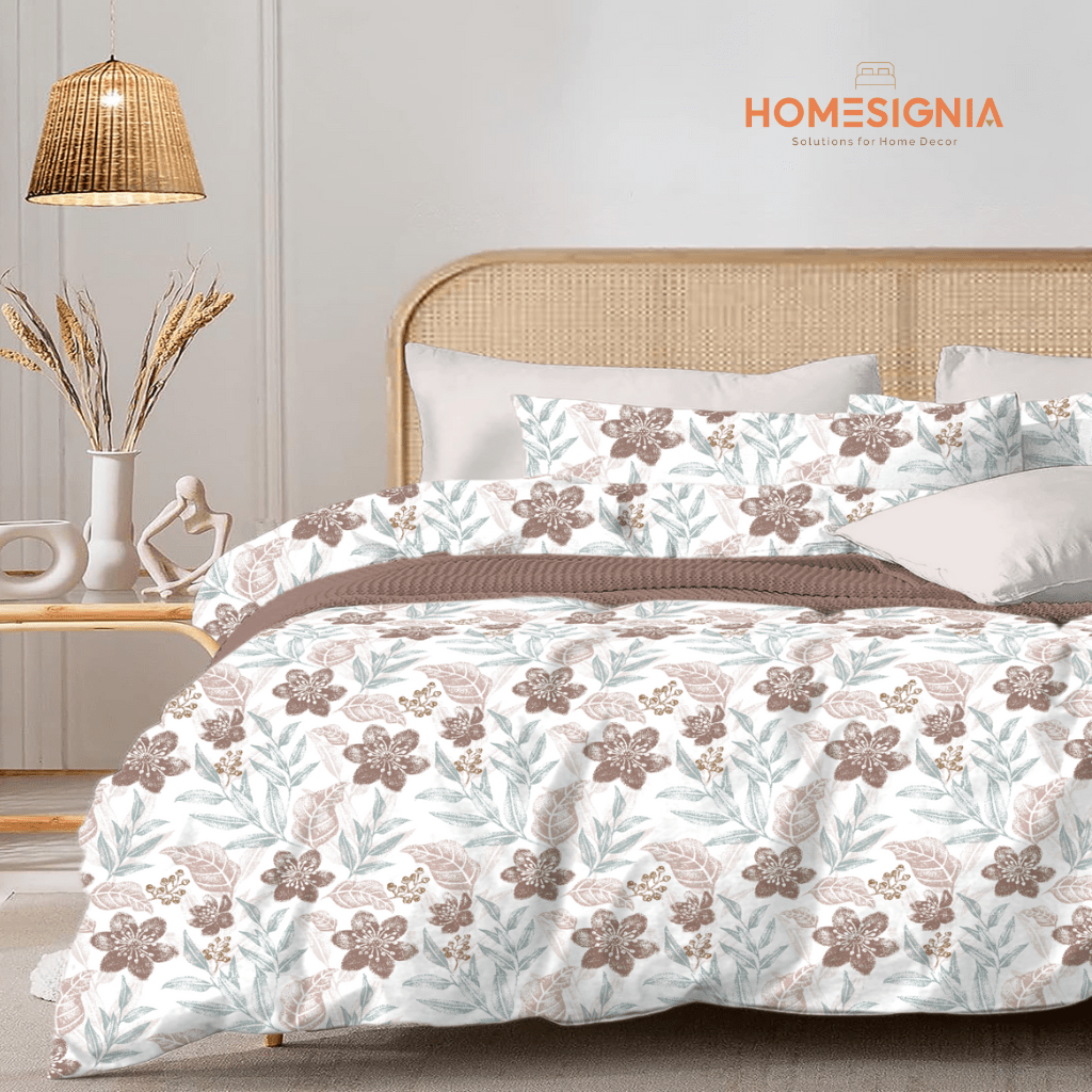 100% Cotton Floral Multicolor Fitted Elastic King Size Bedsheet - Homesignia