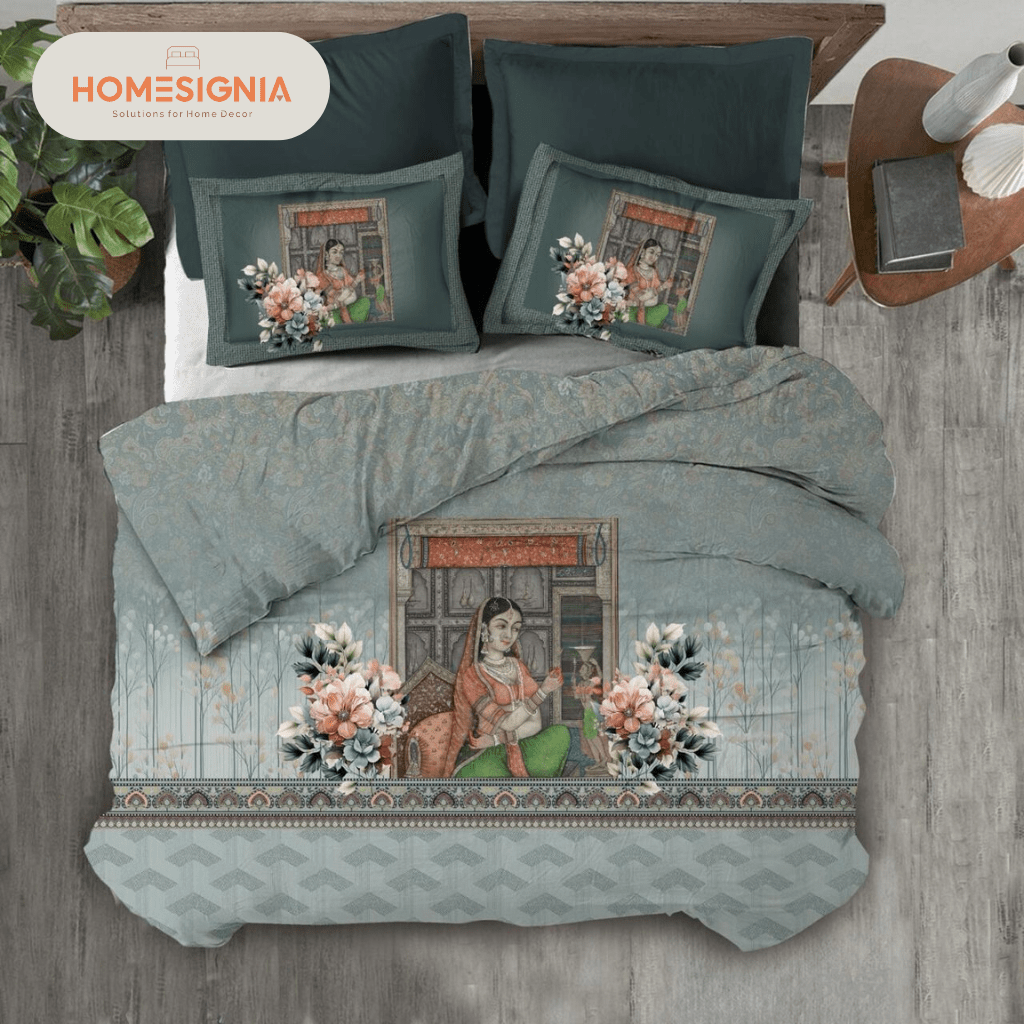 100% Cotton Vintage Courtyard Melody 3D Bedsheet - Homesignia