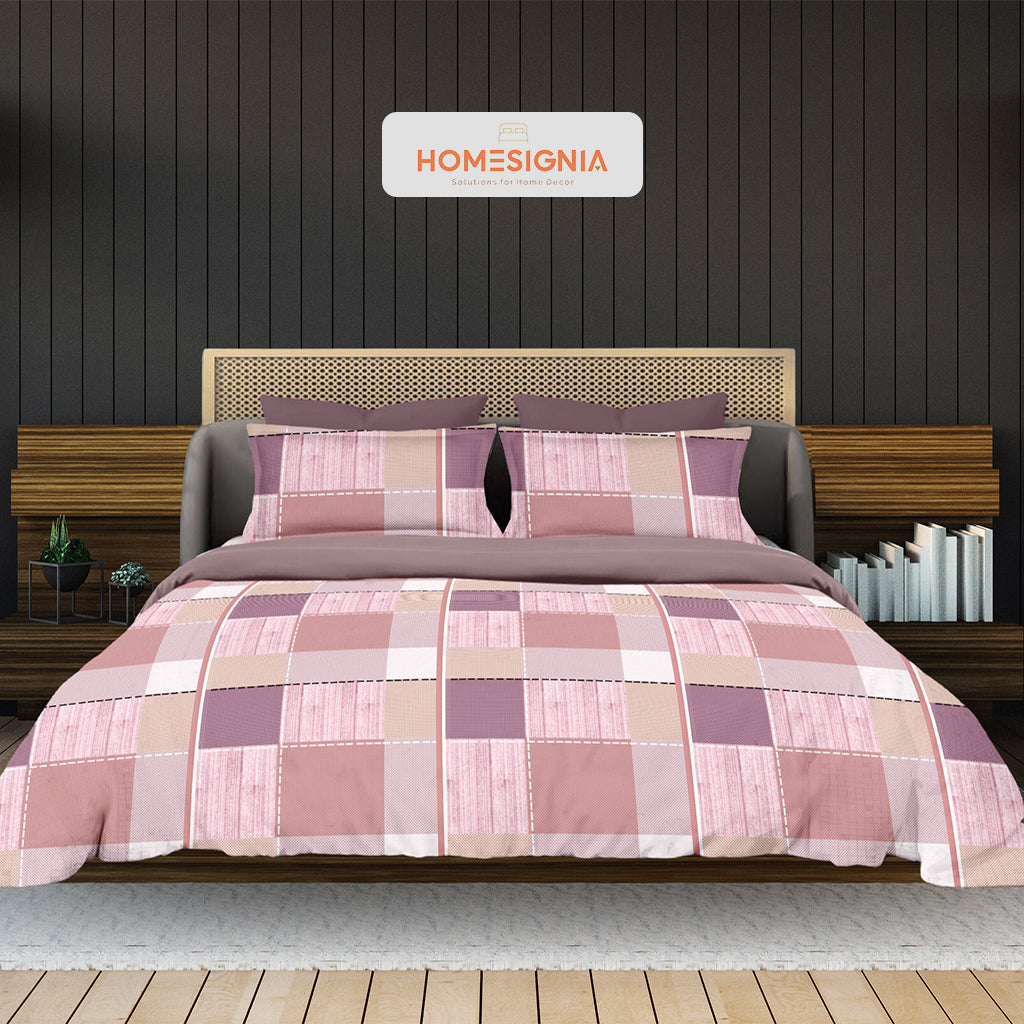 Pastel Pink Abstract King Size Bedsheet - Homesignia