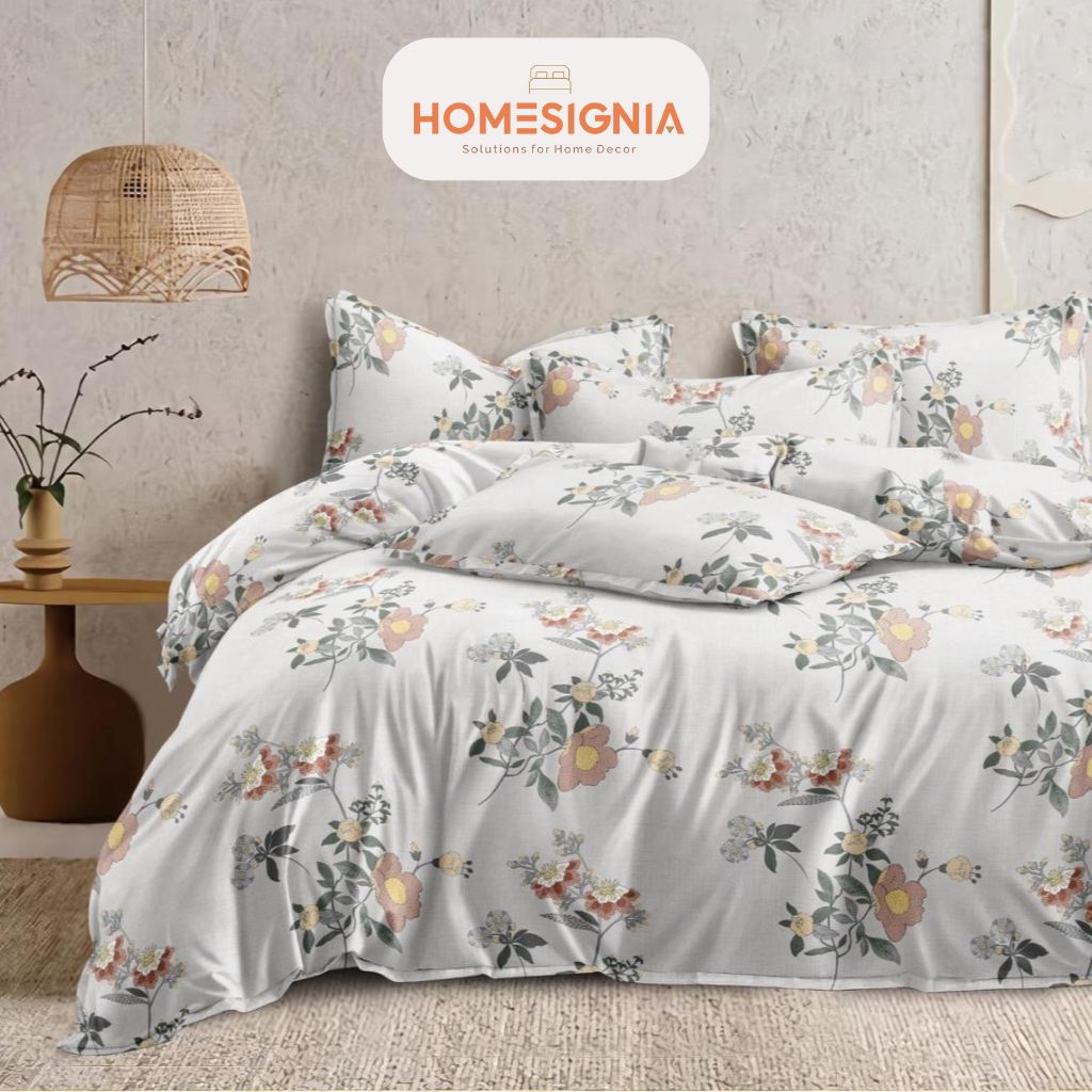 Vintage Floral Cotton Blend Super King Bedsheet - Homesignia