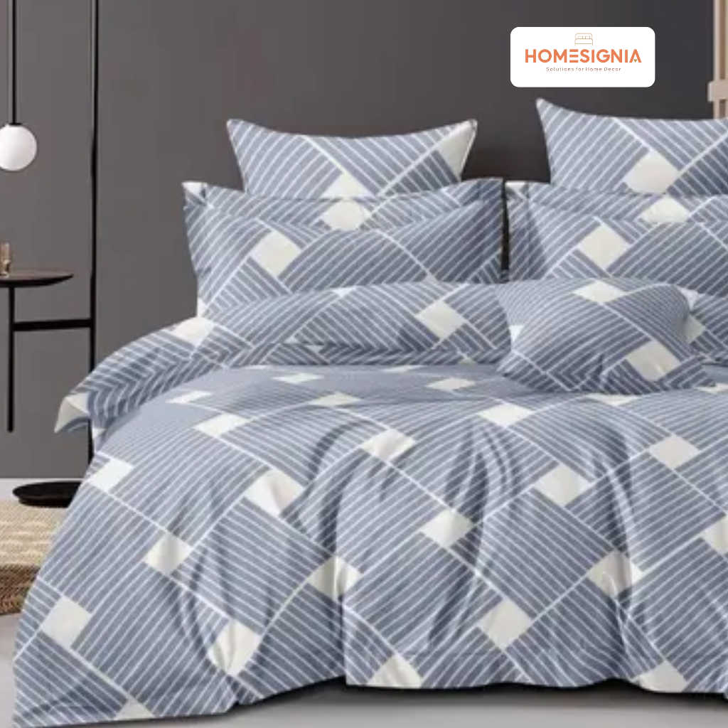 Steel Serenity Double Bedsheet with 2 Pillow Covers - Homesignia