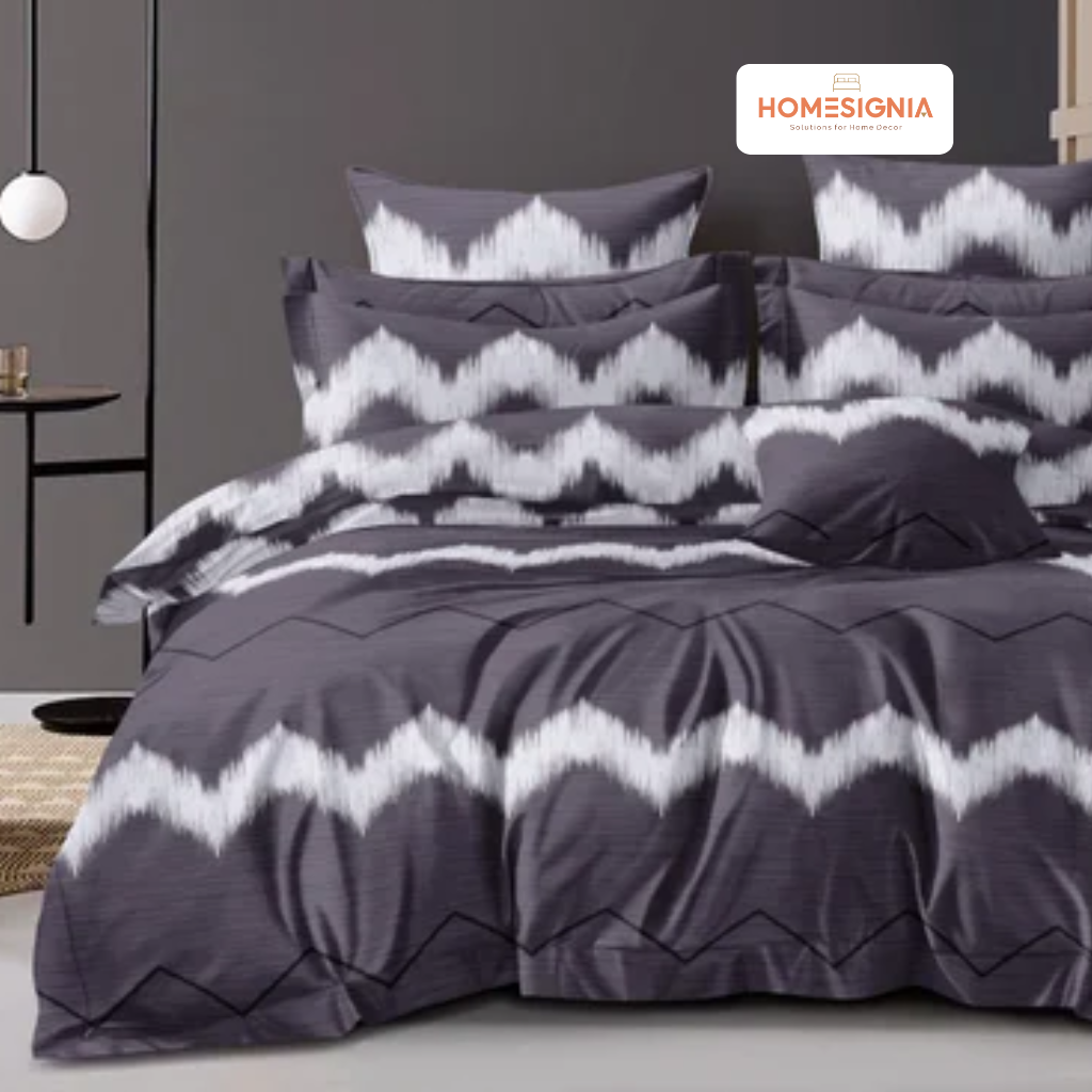Shadow Mist Double Bedsheet with 2 Pillow Covers - Homesignia