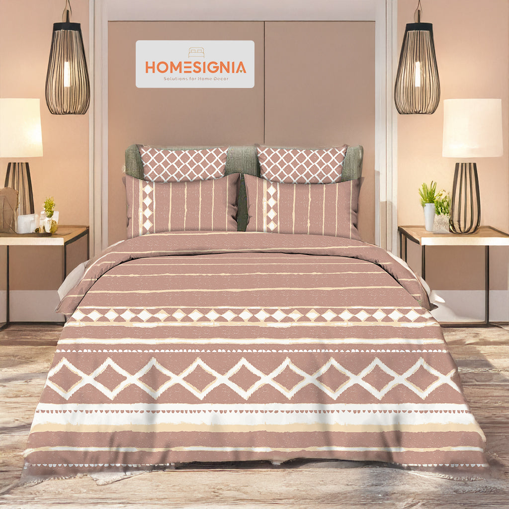 Luxury Taupe and Beige Cotton Bedsheet - Homesignia