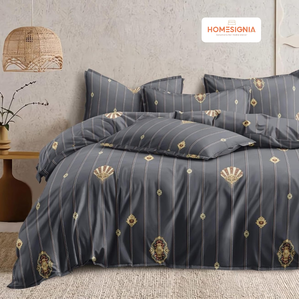 Dimensional Stripe Queen Bedsheet with 2 Pillow Covers - Homesignia
