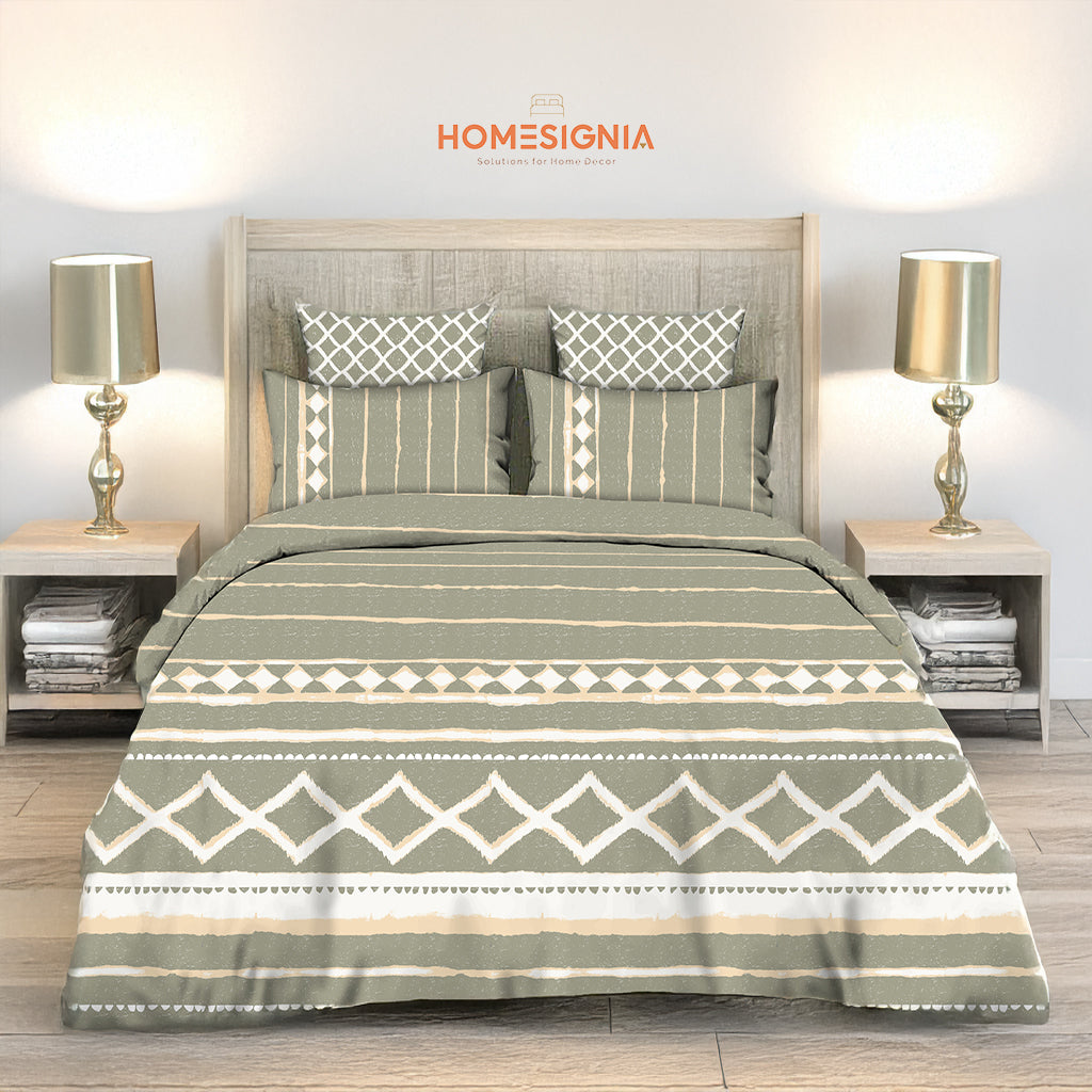 Olive Green Cotton King Size Bedsheet - Homesignia