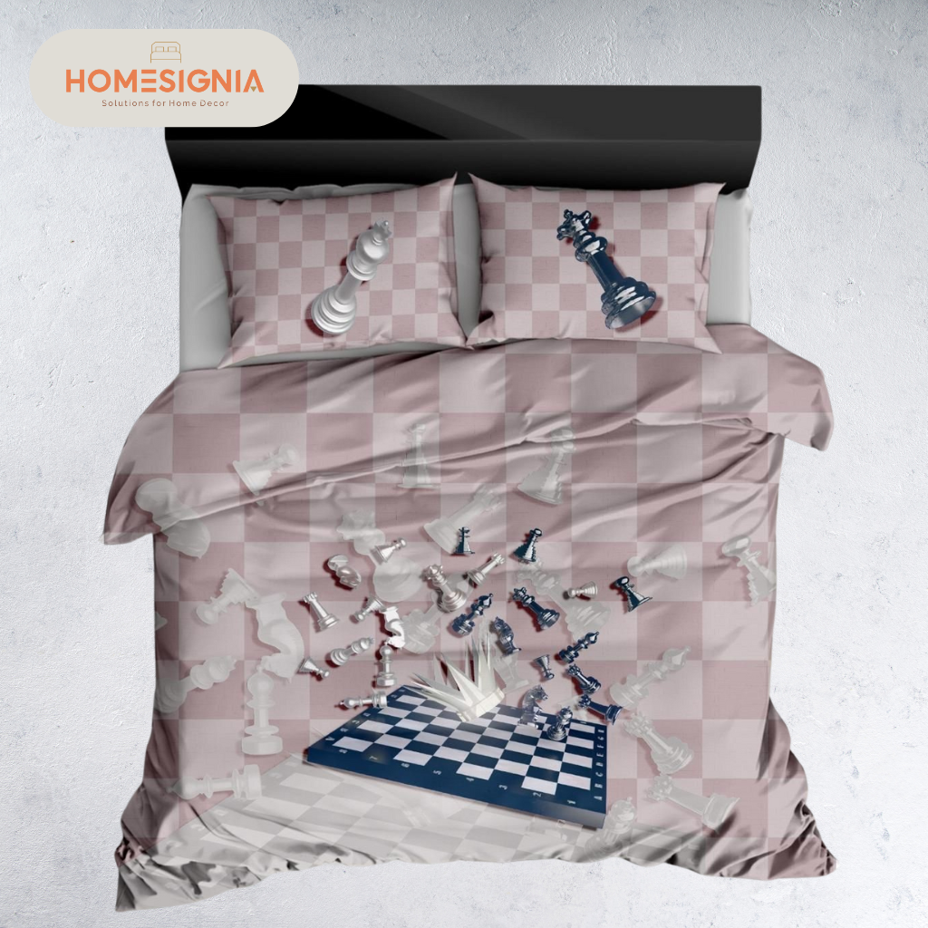 284 TC 3D Chess Battle Bedding Set-Pink - Homesignia