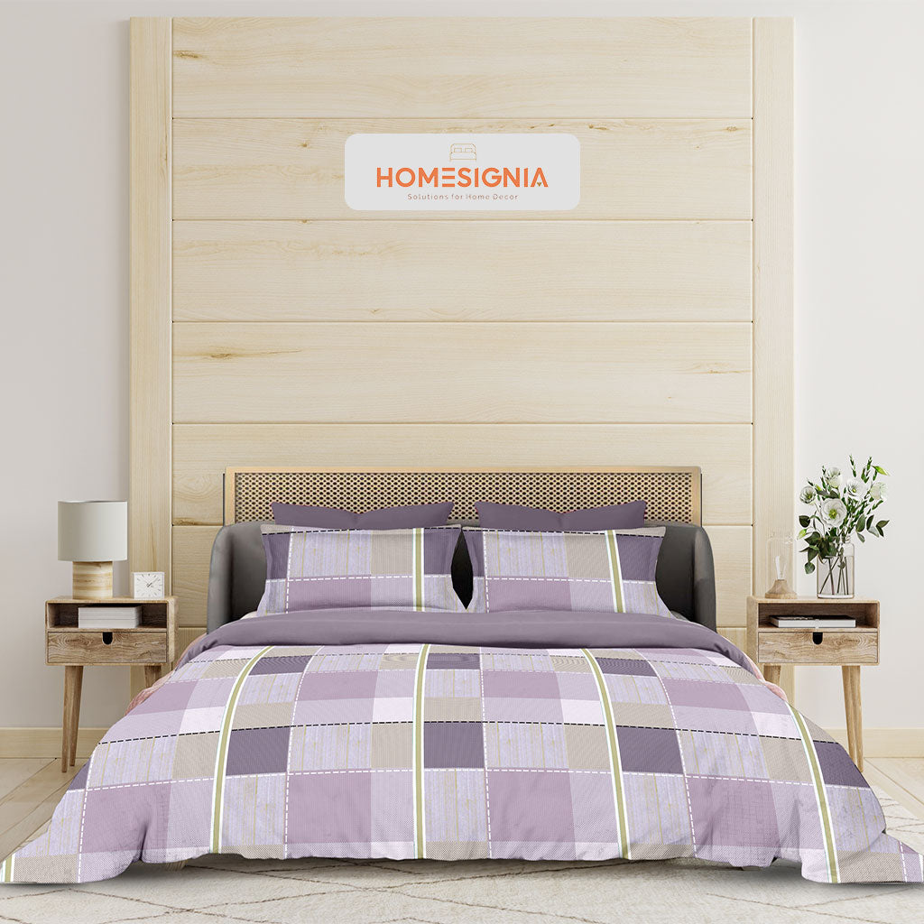 Pastel Purple Abstract King Size Bedsheet - Homesignia