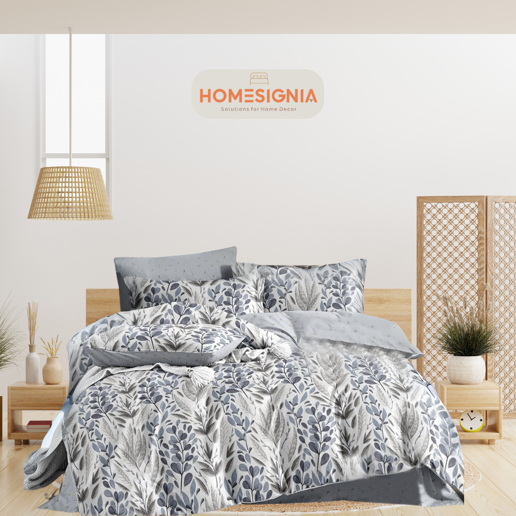 Elastic Floral Embrace Cotton Blend King Size Bedsheet - Homesignia