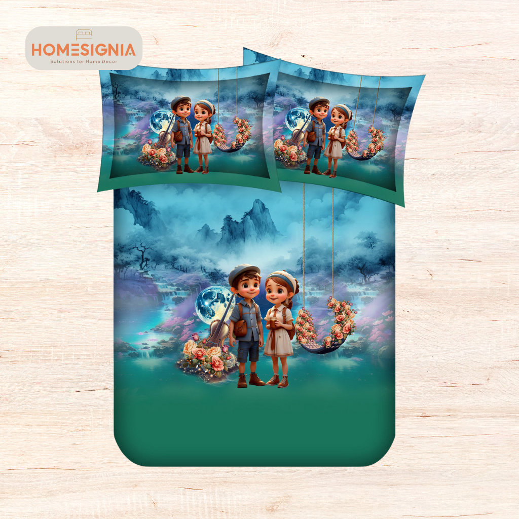 Digital Fairytale Adventure Illustration Bedsheet Set - Homesignia