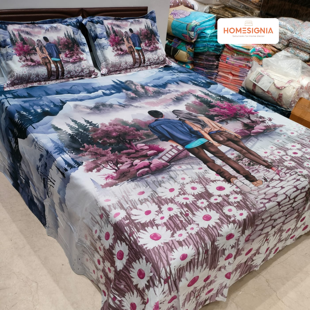 300 TC Sweet Escape Digital Bedsheet - Homesignia