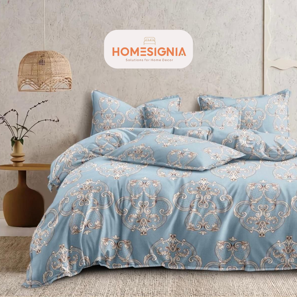 Luxury Blue Cotton Blend Super King Bedsheet - Homesignia
