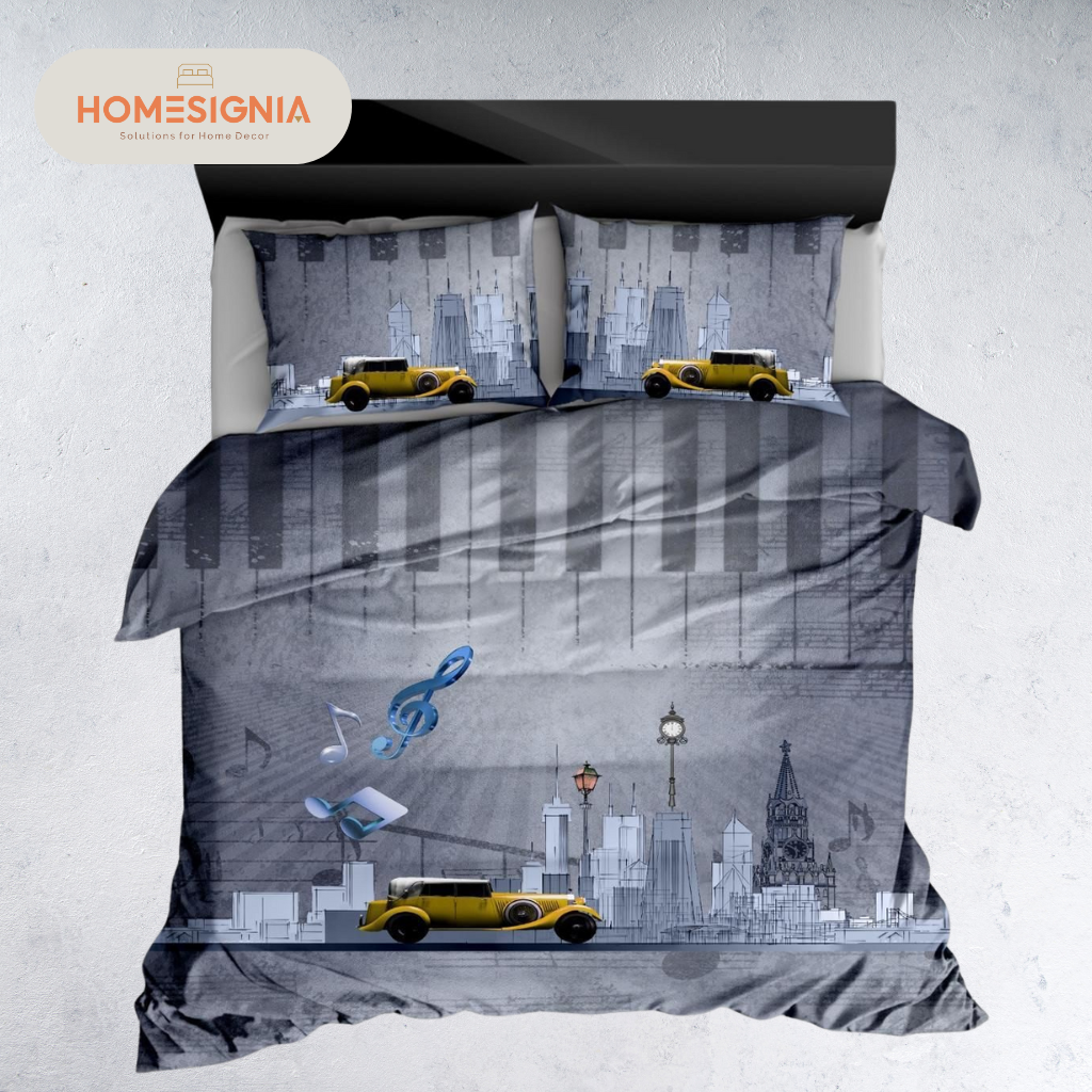284 TC Vintage Car Cityscape Bedsheet Set - Homesignia