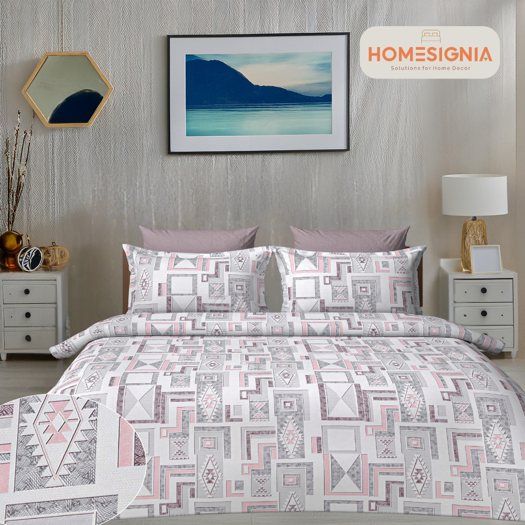 284 TC Pink Pattern King Size Bedsheet with 2 Pillow covers - Homesignia