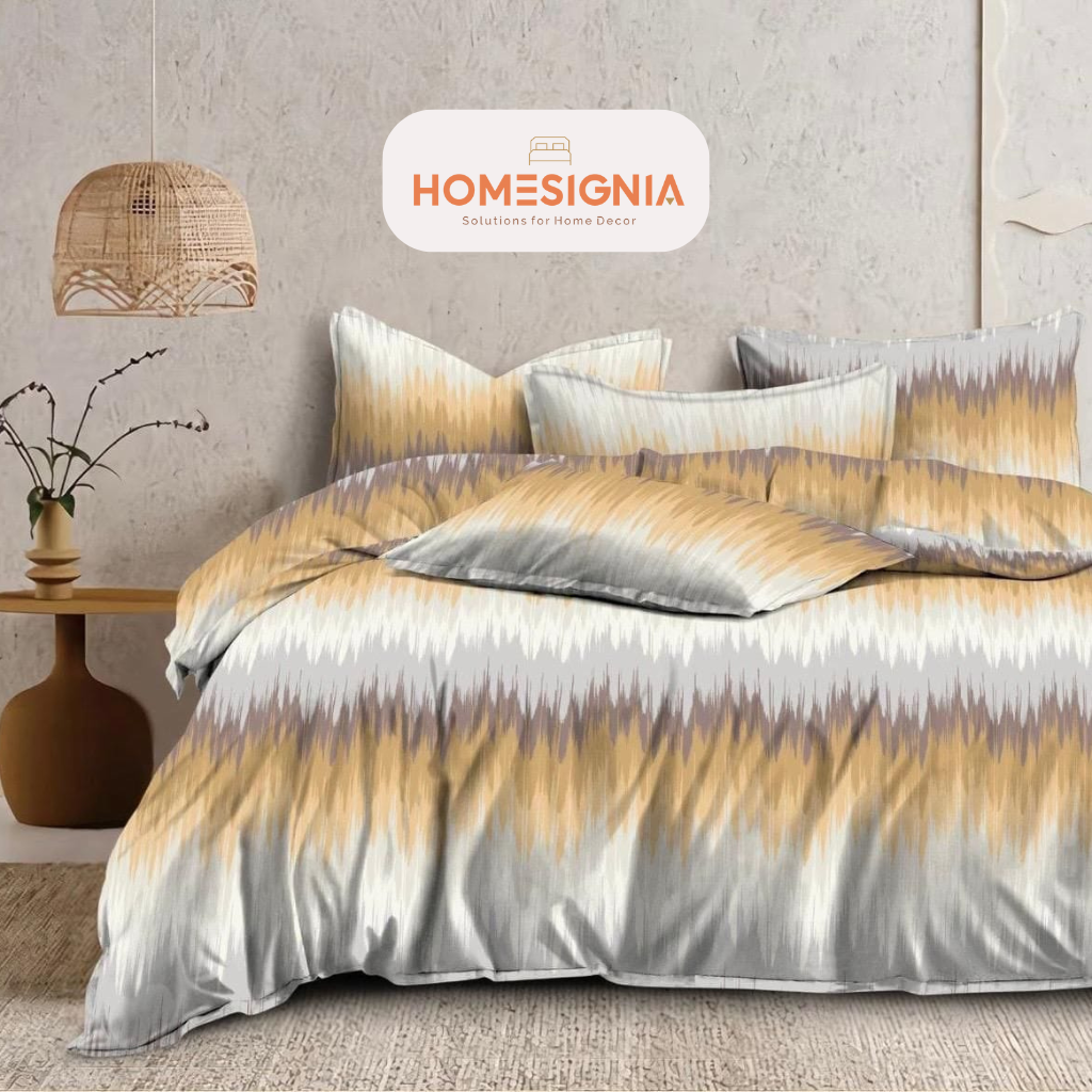 Elegant Yellow Cotton Blend Super King Bedsheet - Homesignia