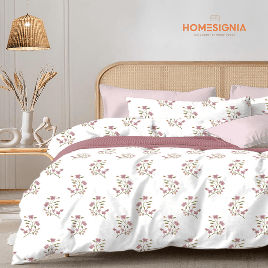 100% Cotton Blush Pink Bloom Elastic King Size Bedsheet