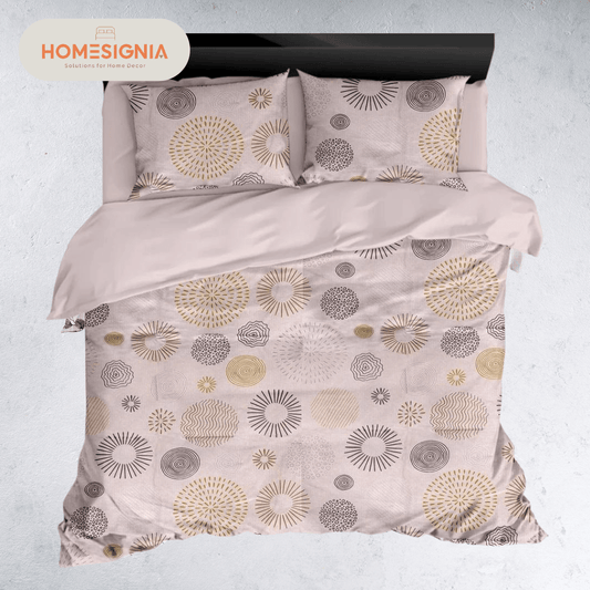 100% Cotton Brown Abstract Fitted King Size Bedsheet