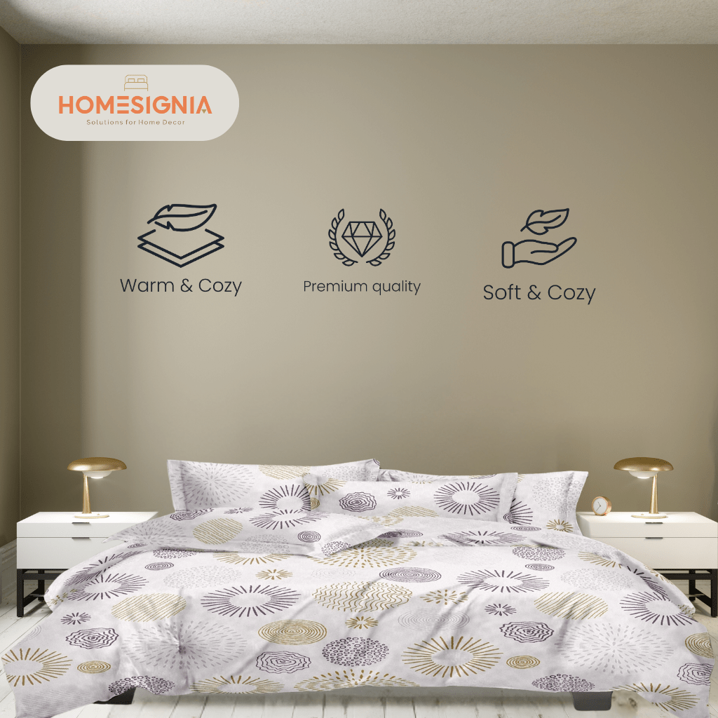 100% Cotton Brown Abstract Fitted King Size Bedsheet