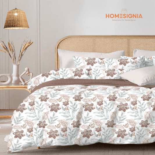 100% Cotton Floral Multicolor Fitted Elastic King Size Bedsheet - Homesignia
