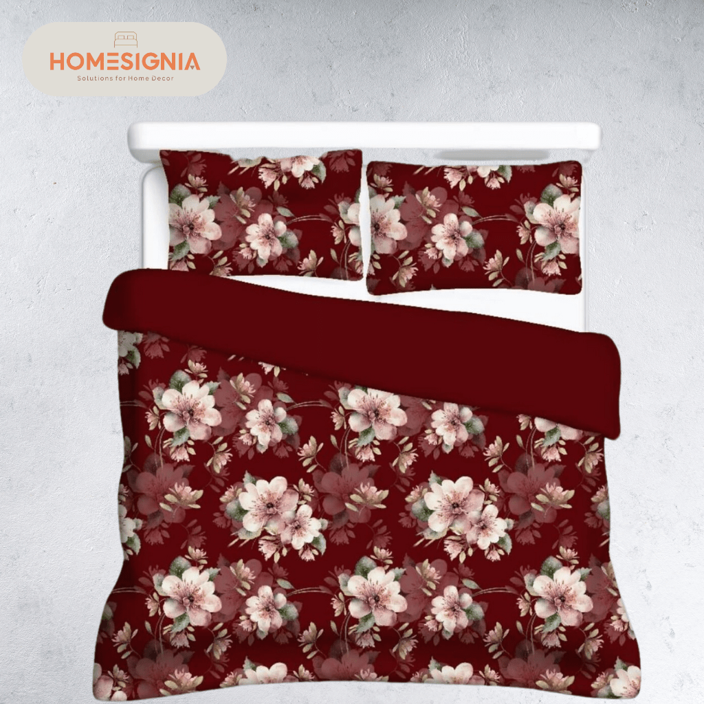 100% Cotton Red Floral Bedsheet