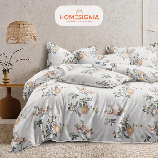 Vintage Floral Cotton Blend Super King Bedsheet