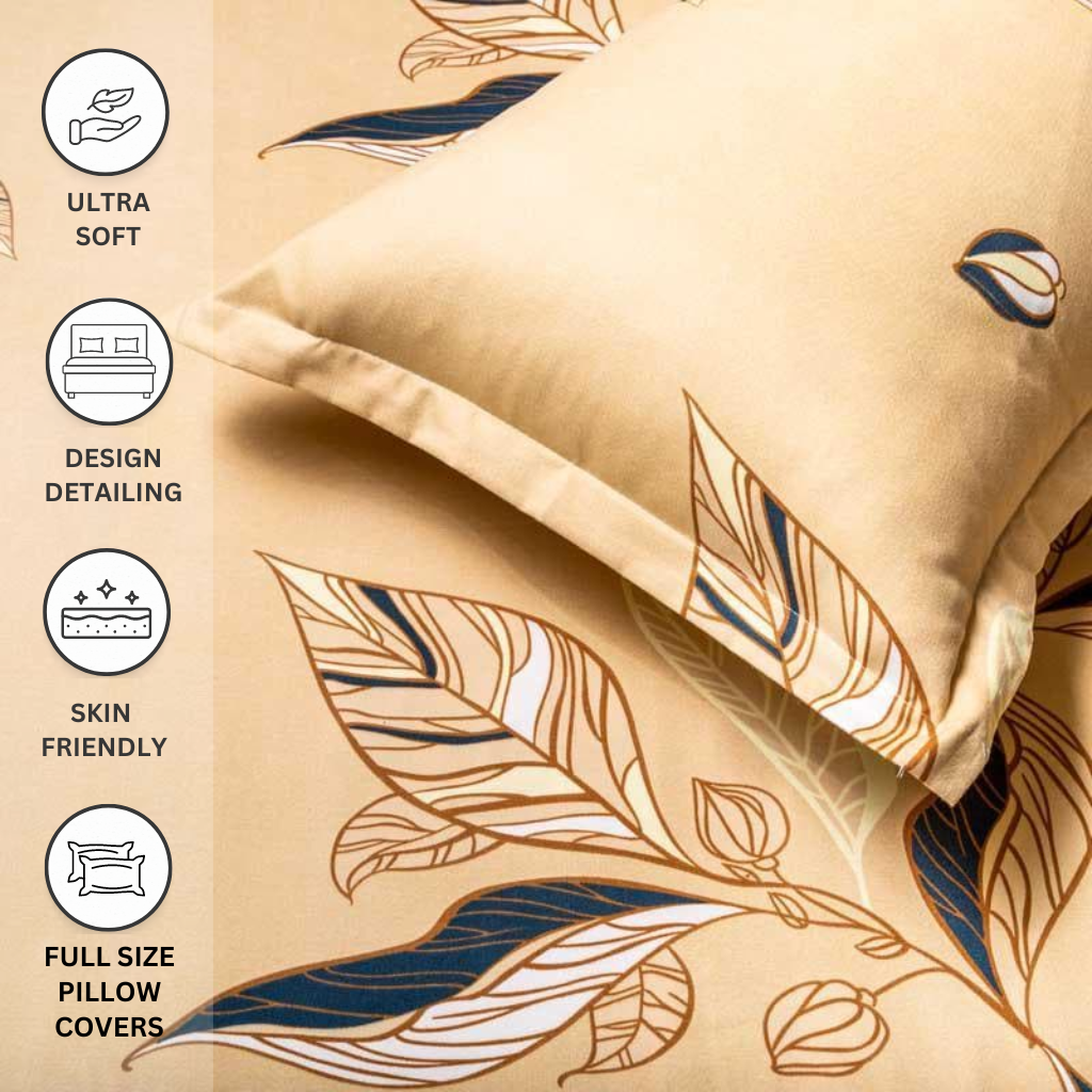 elegant-beige-leaf-double-bedsheet