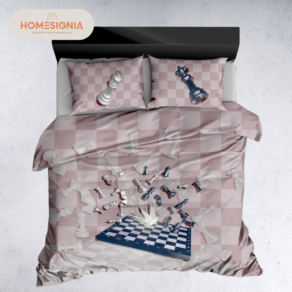 284 TC 3D Chess Battle Bedding Set-Pink