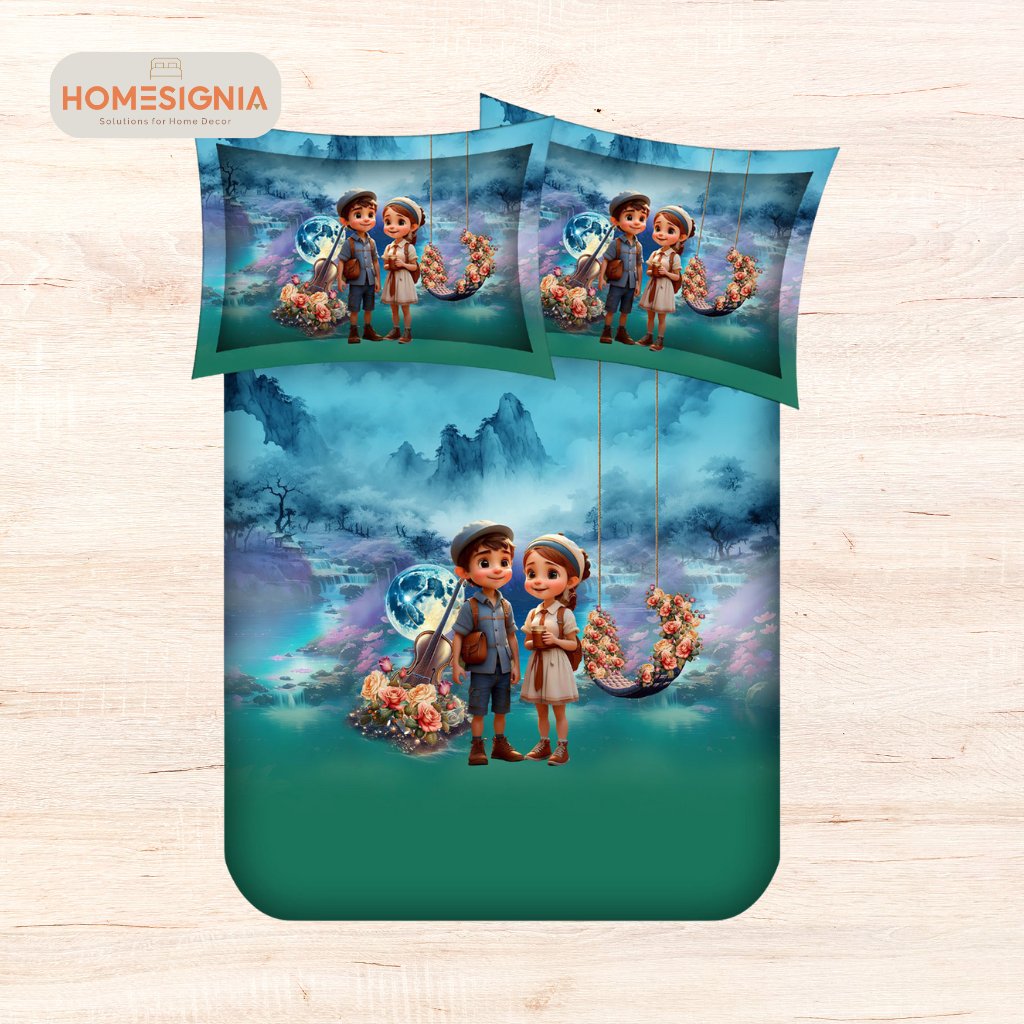 Digital Fairytale Adventure Illustration Bedsheet Set