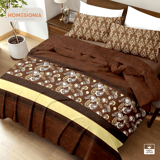 210 TC Luxury Brown Flat King Size Bedsheet with 2 Pillow Covers | 100% Cotton