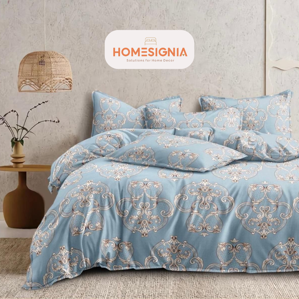 Luxury Blue Cotton Blend Super King Bedsheet