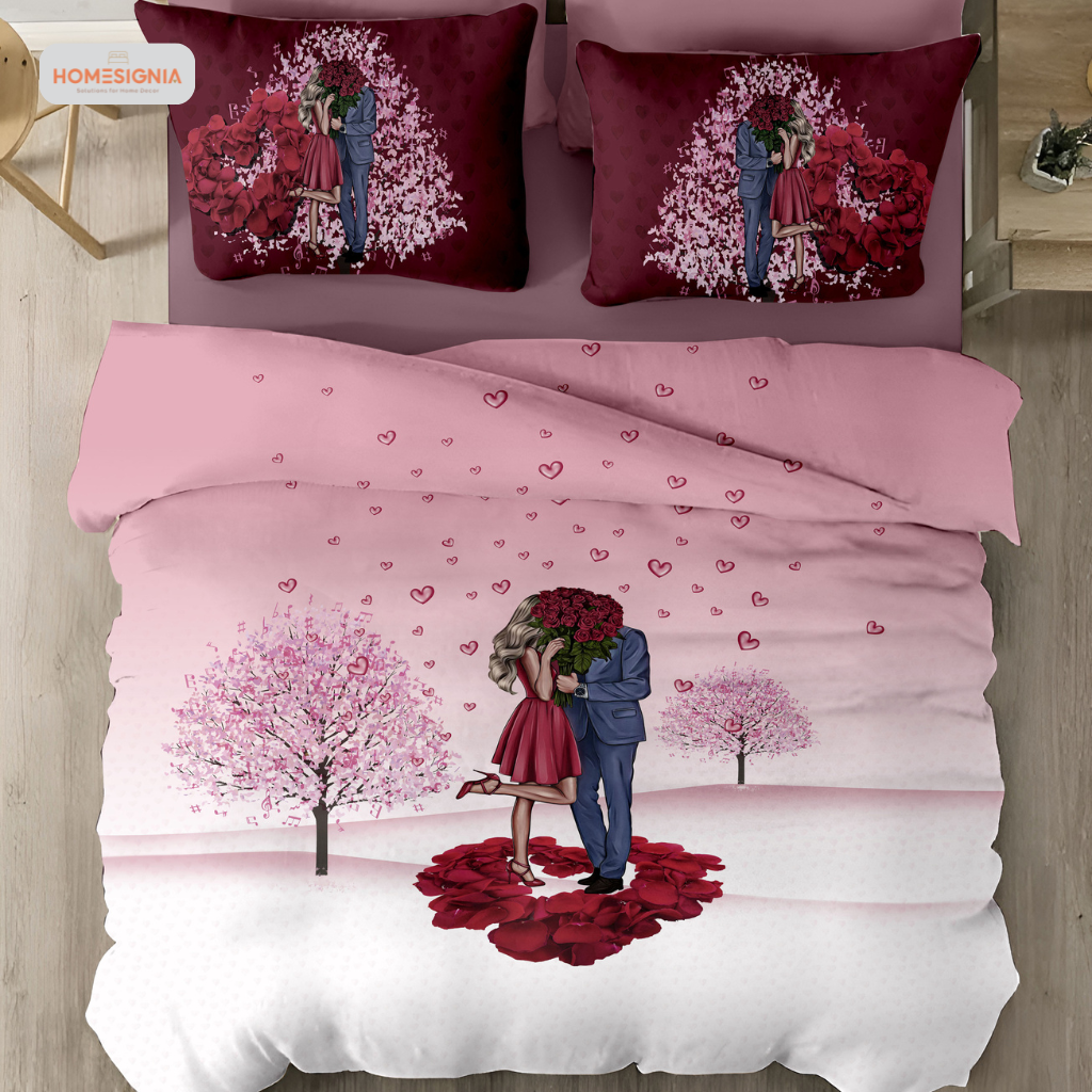 284 TC Romantic Couple Themed Bedsheet