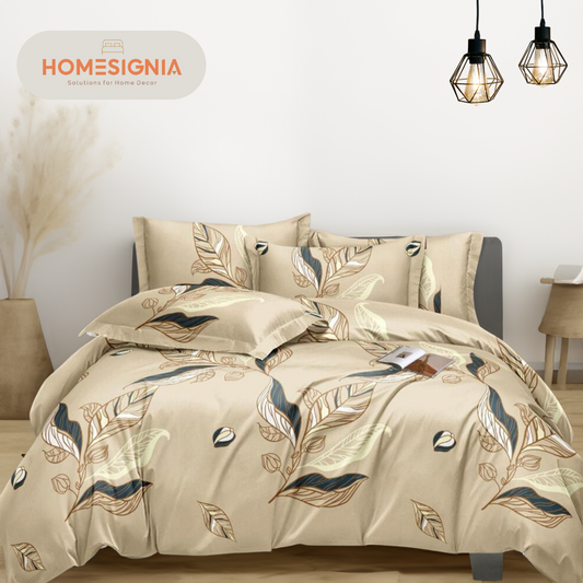 elegant-beige-leaf-double-bedsheet