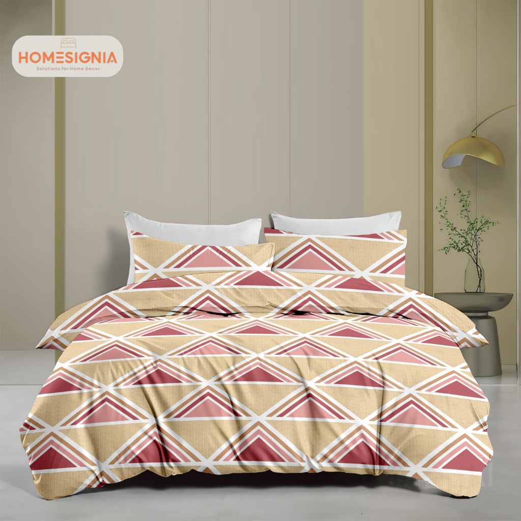 Vibrant Geometry Cotton Double Bedsheet with 2 Pillow Covers